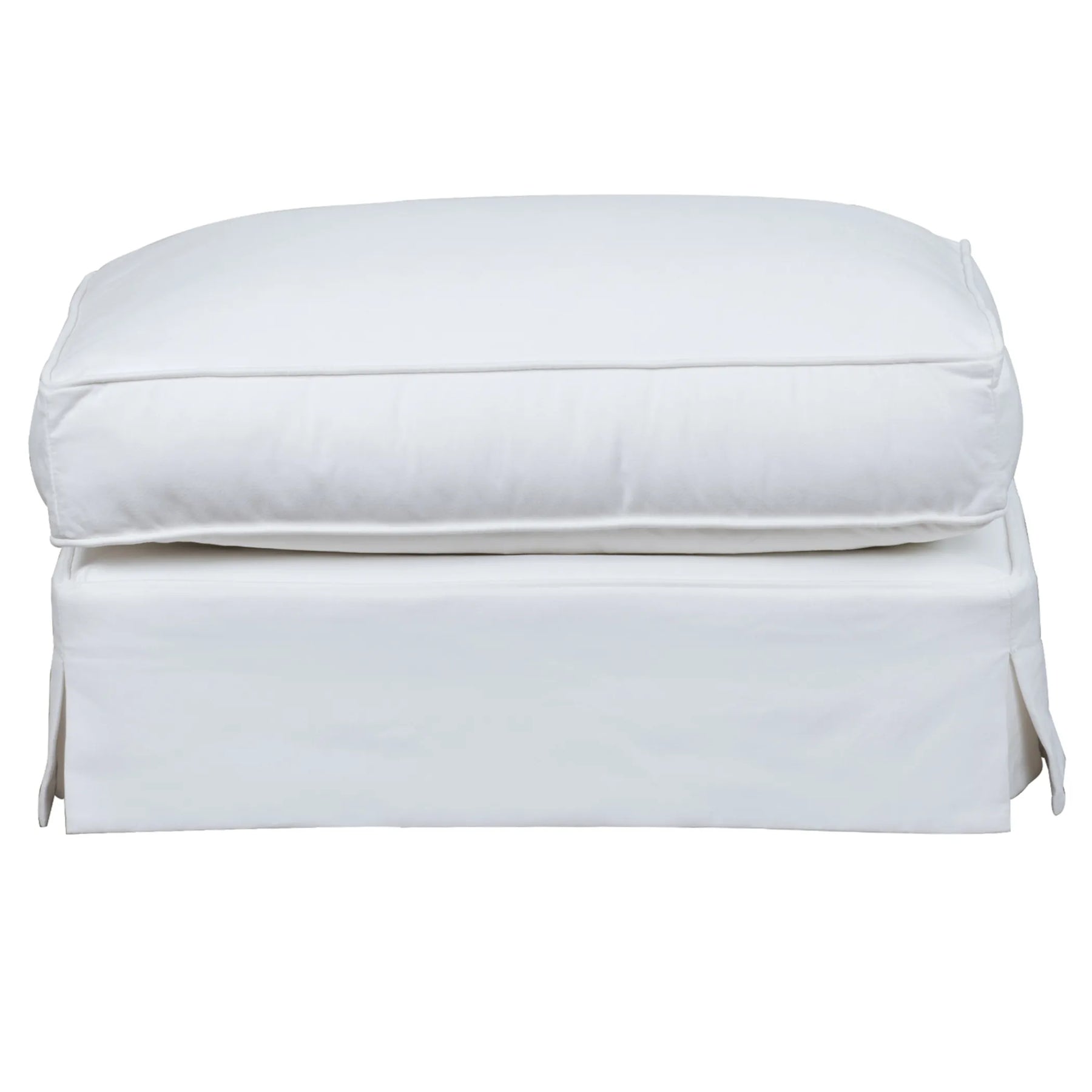 Sunset Trading Ariana Slipcovered Ottoman | Performance Fabric Washable Water-Resistant Stain-Proof | White — view 2