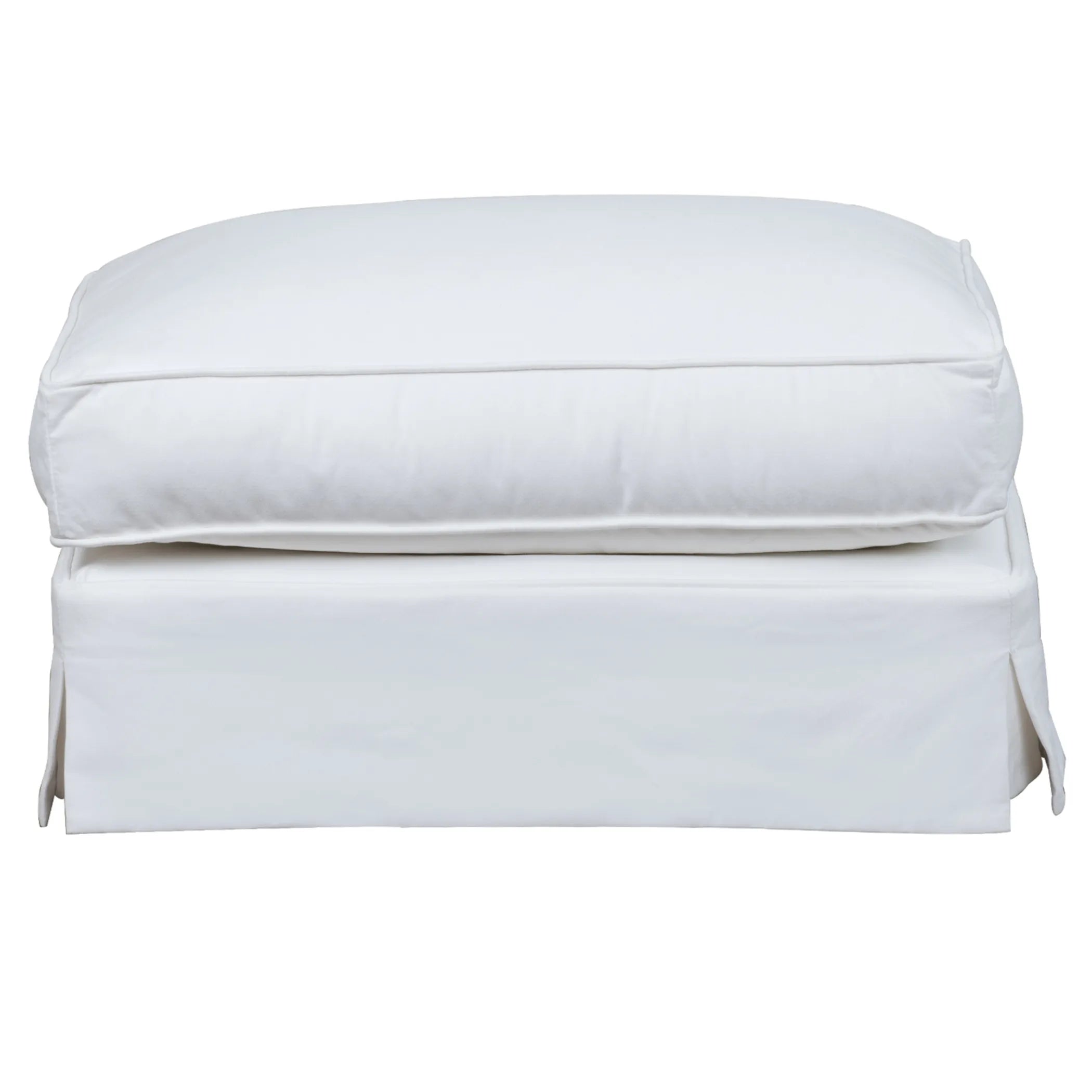 Sunset Trading Ariana Slipcovered Ottoman | Performance Fabric Washable Water-Resistant Stain-Proof | White — view 2