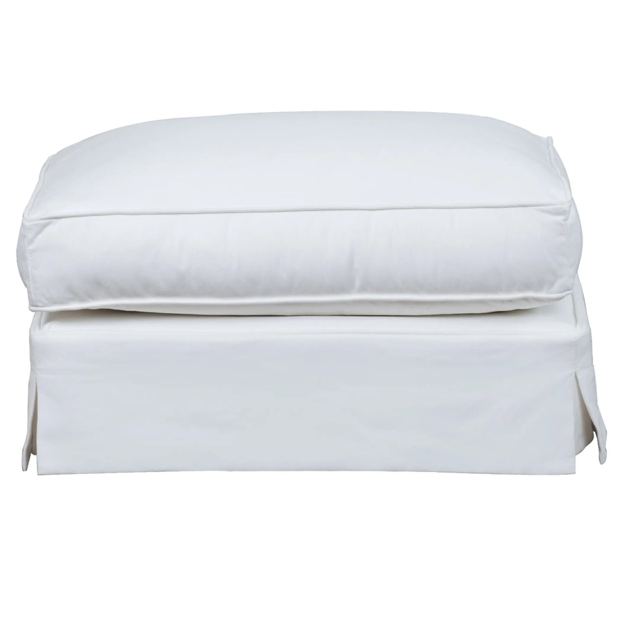 Sunset Trading Ariana Slipcovered Ottoman | Performance Fabric Washable Water-Resistant Stain-Proof | White — view 2