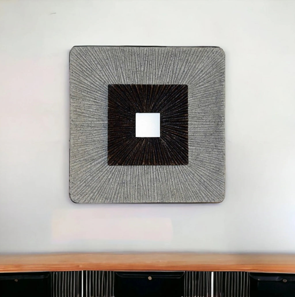 Brown & Gray Square Ribbed Minimalistic Wall Art — view 2