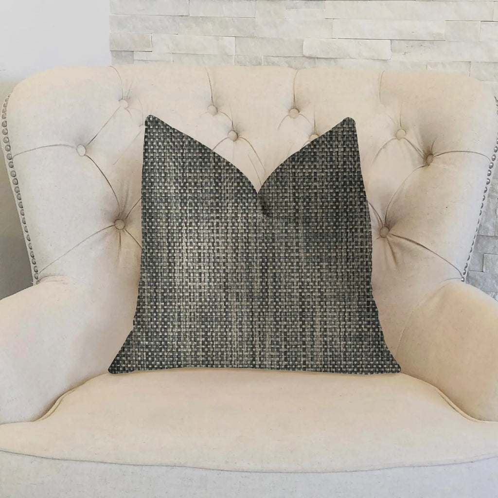 Plutus Bluejay Cayne Blue and Gray Luxury Throw Pillow — view 2