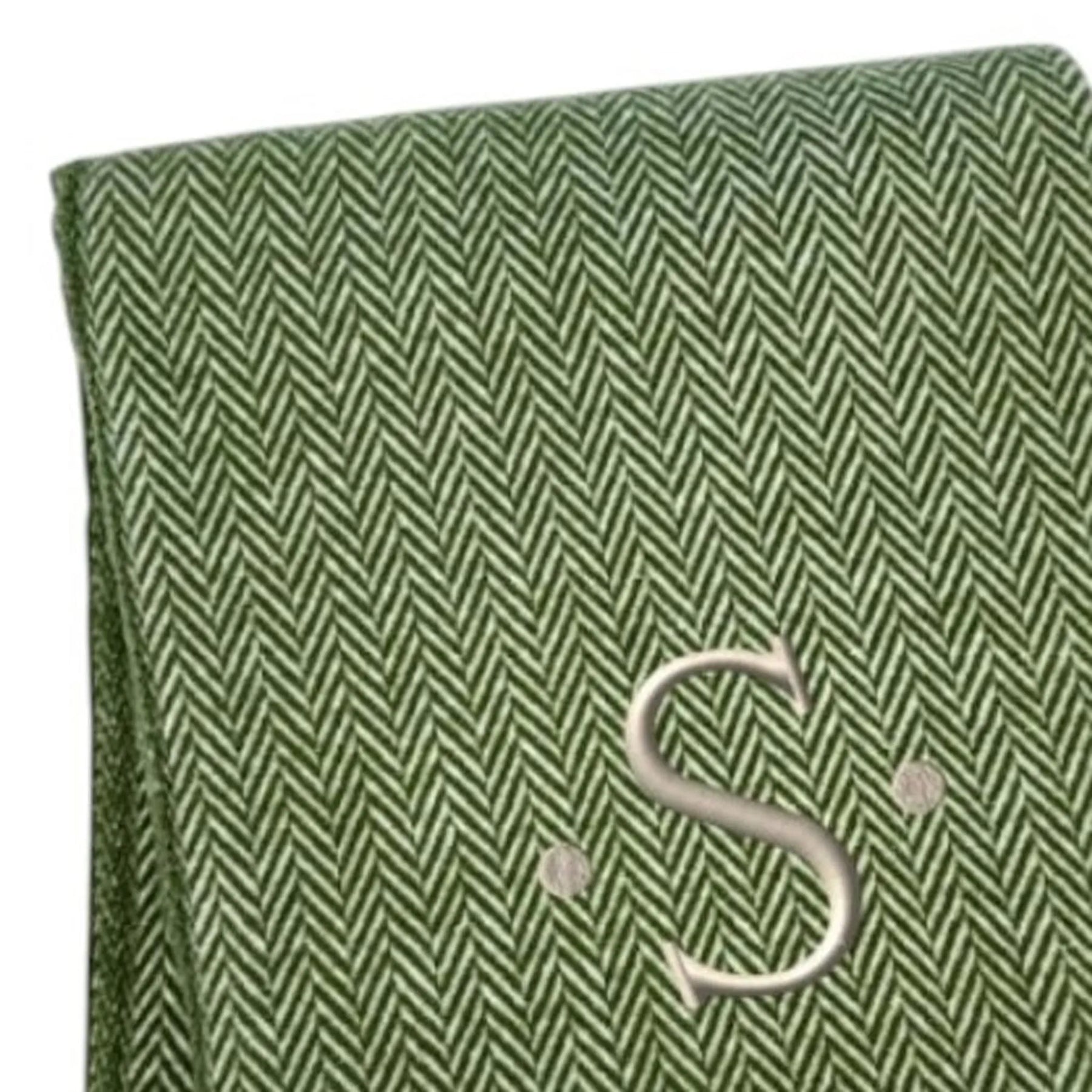 Herringbone Cotton Blend S Initial Throw Blanket with Tassels And Embroidery — view 4