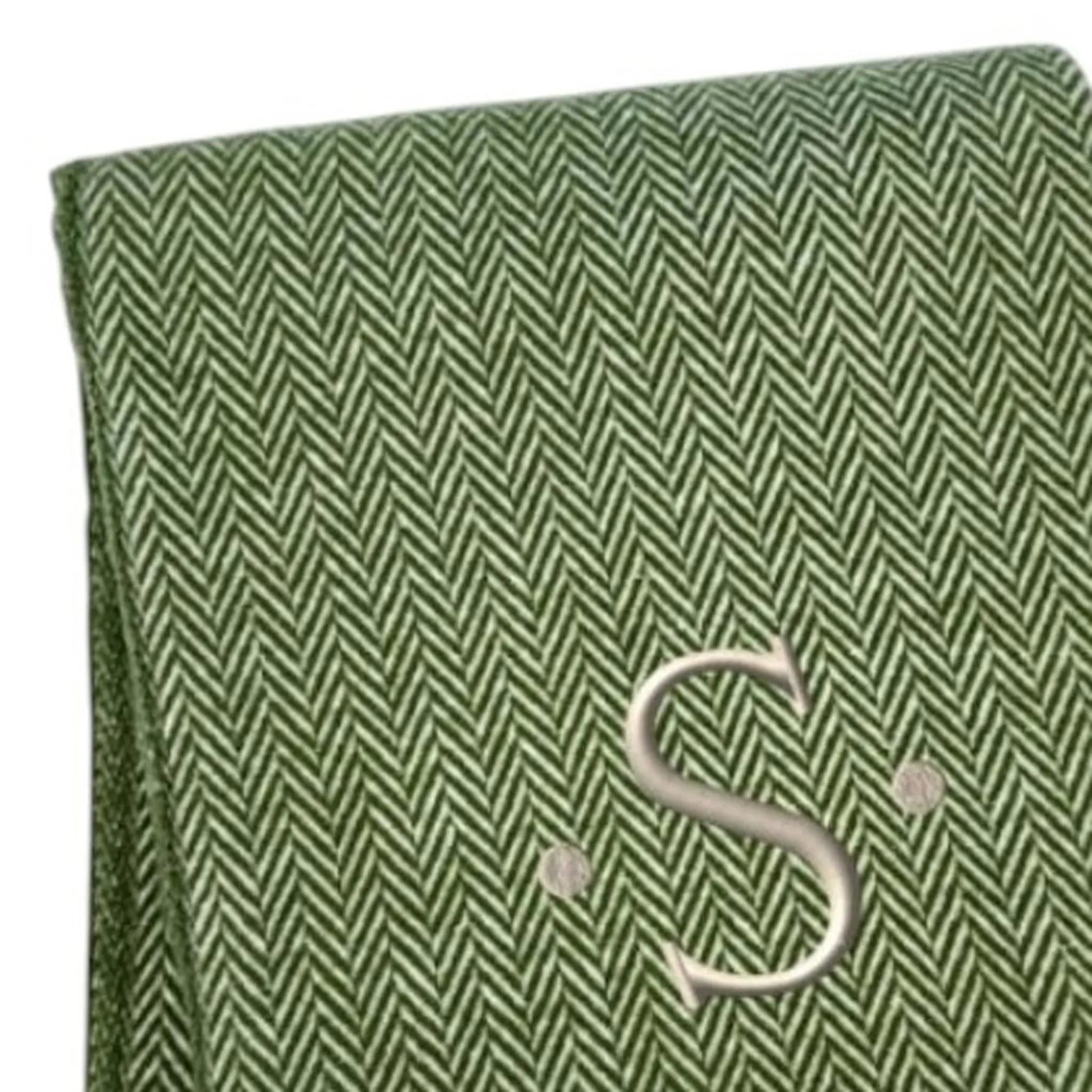 Herringbone Cotton Blend S Initial Throw Blanket with Tassels And Embroidery — view 4