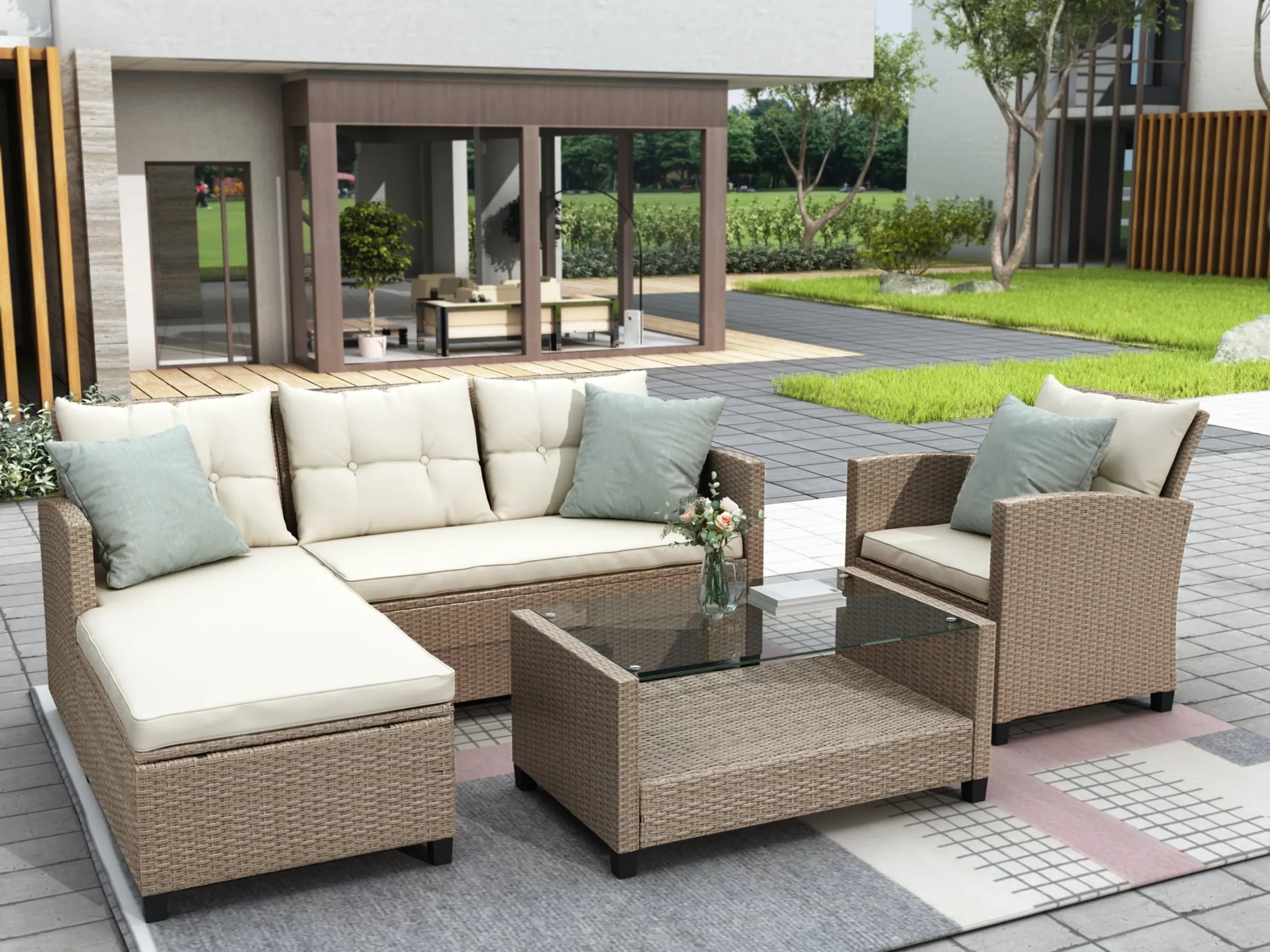 Set Of 4 Piece Outdoor, Patio Furniture — view 3