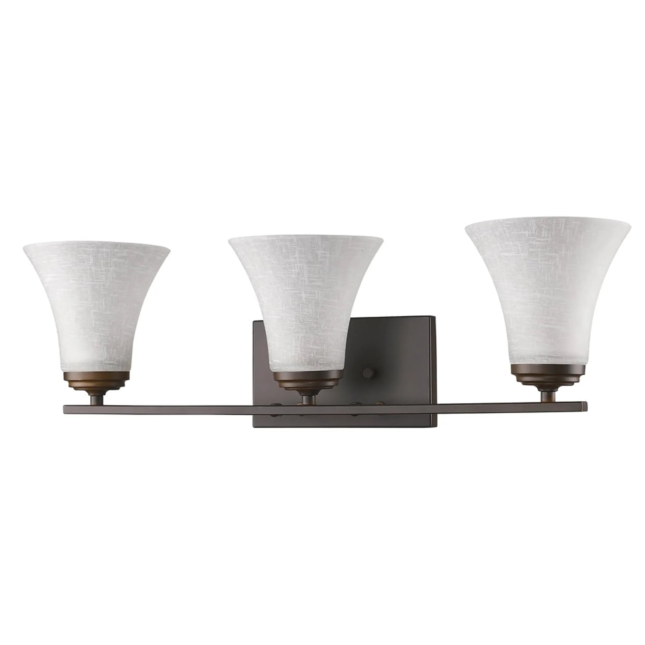 Three Light Bronze Wall Light with Tapered Glass Shade — view 2