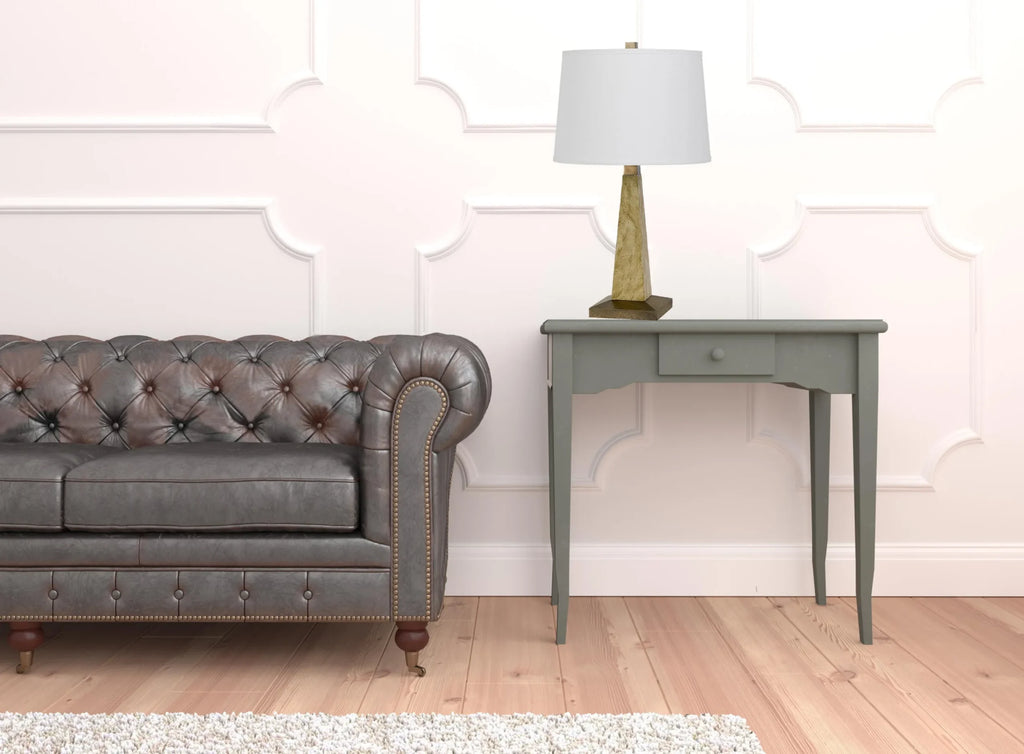 28″ Brown Table Lamp With Off White Empire Shade — view 3