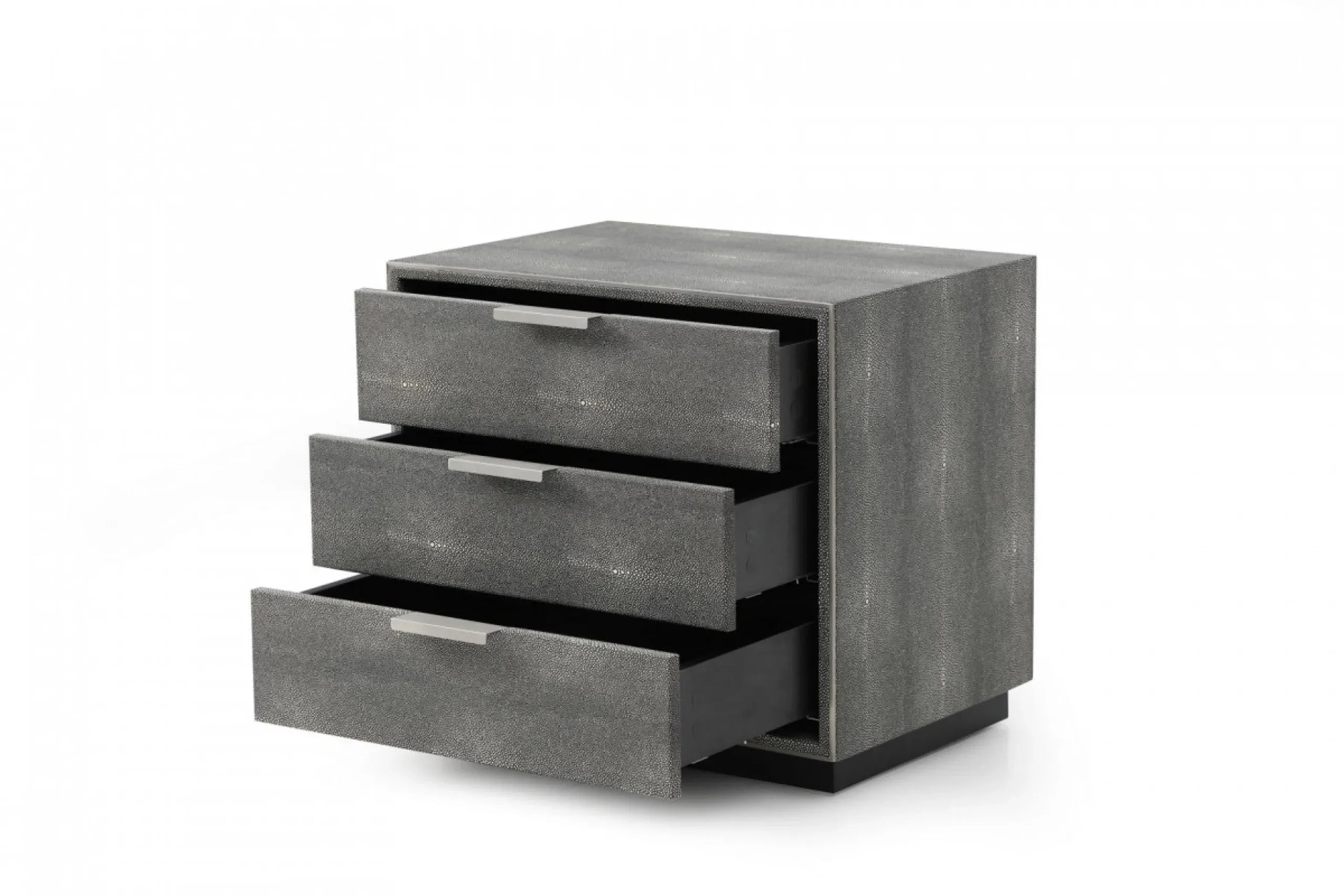 22″ Gray Shagreen Three Drawer Nightstand — view 3