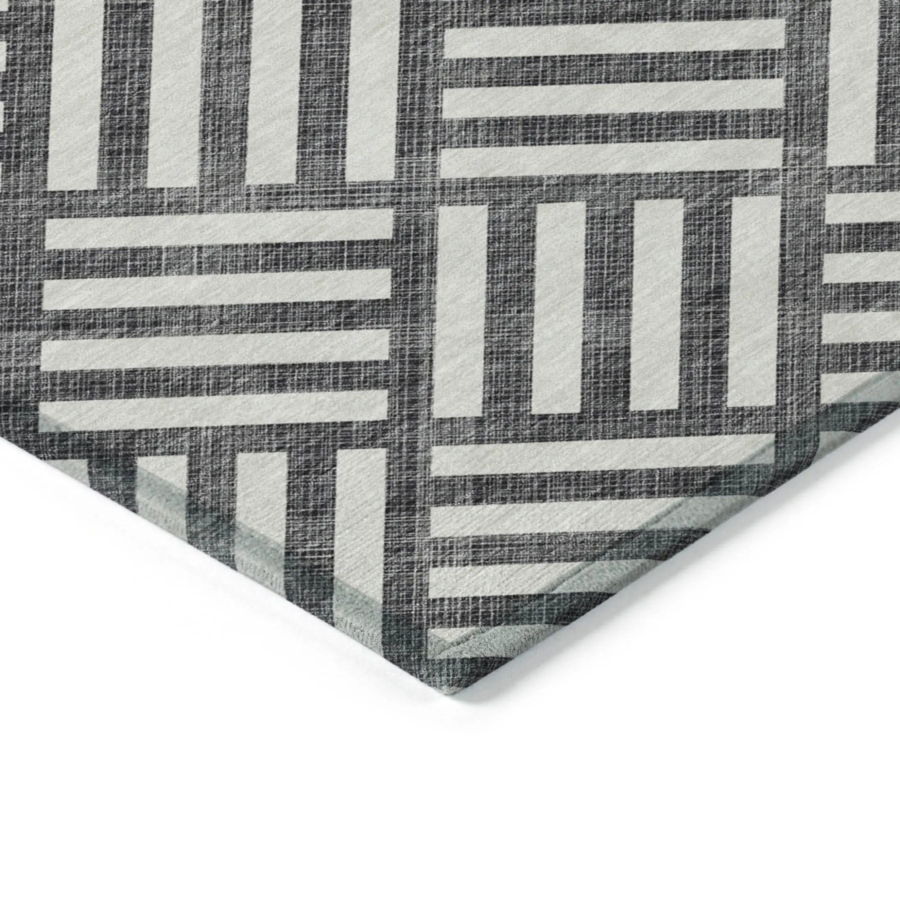 10′ X 14′ Black And Ivory Geometric Washable Indoor Outdoor Area Rug — view 4