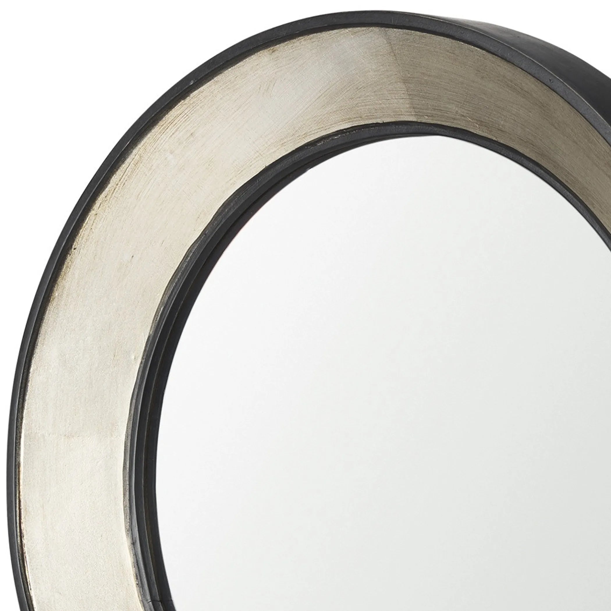 Champagne Dark Metal Wood Round Framed Accent Mirror — view 3