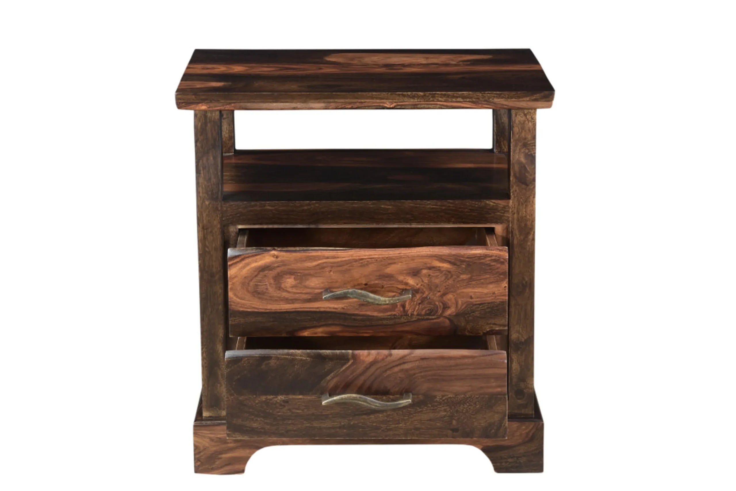 27″ Dark Brown Solid Wood Two Drawer Nightstand — view 4