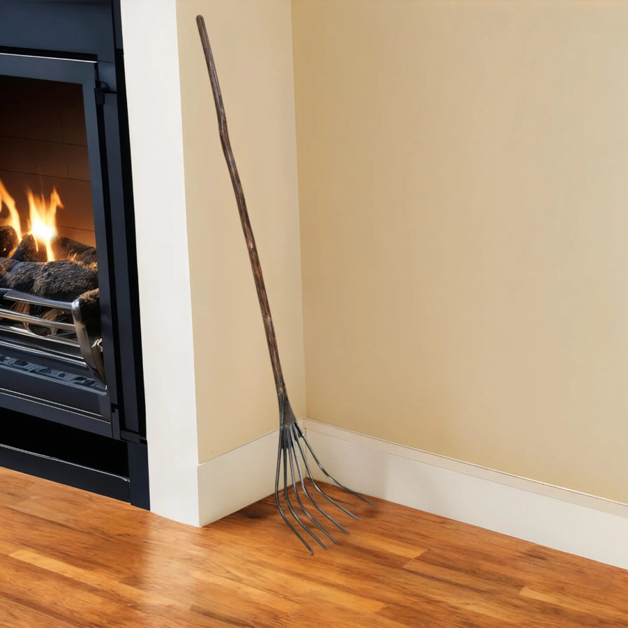 60″ Brown and Black Wood and Metal Decorative Rake Sculpture