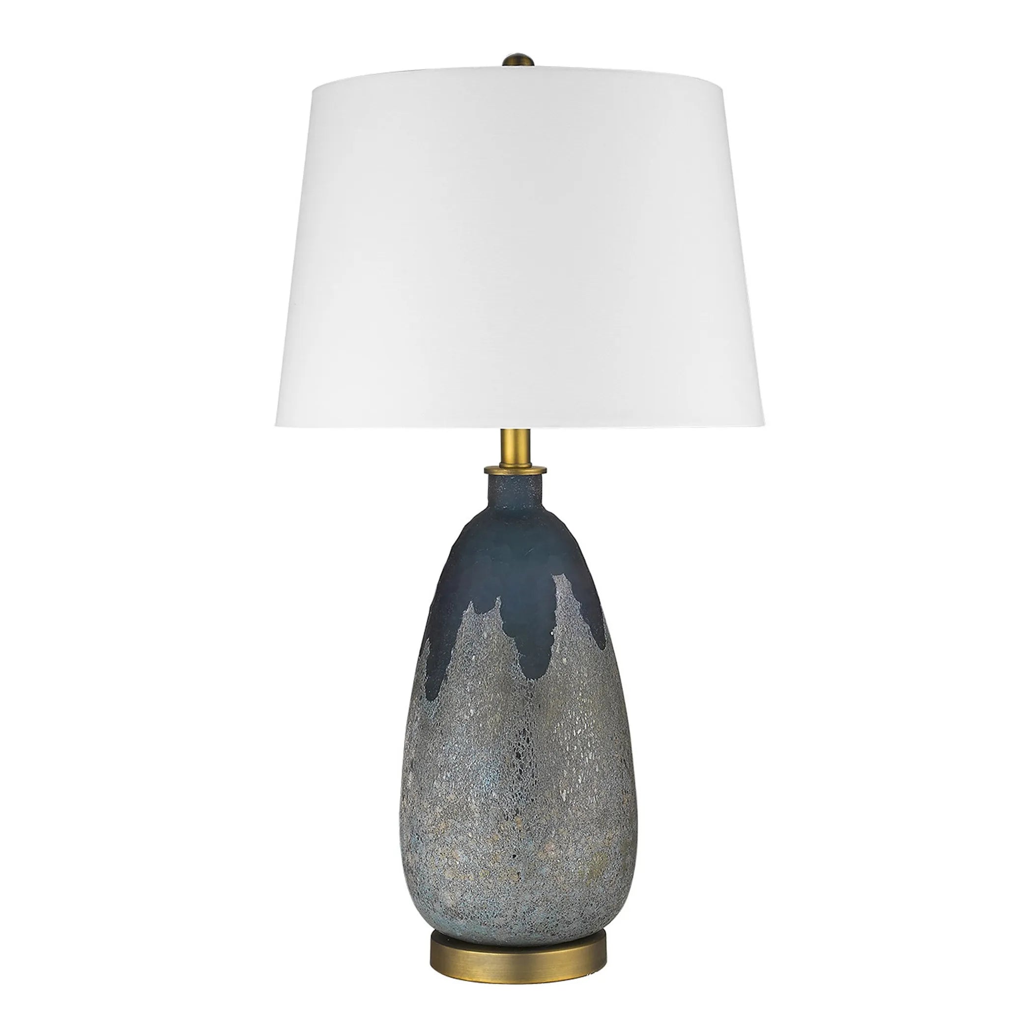 30″ Teal Blue Concrete Table Lamp With Cream Empire Shade — view 4