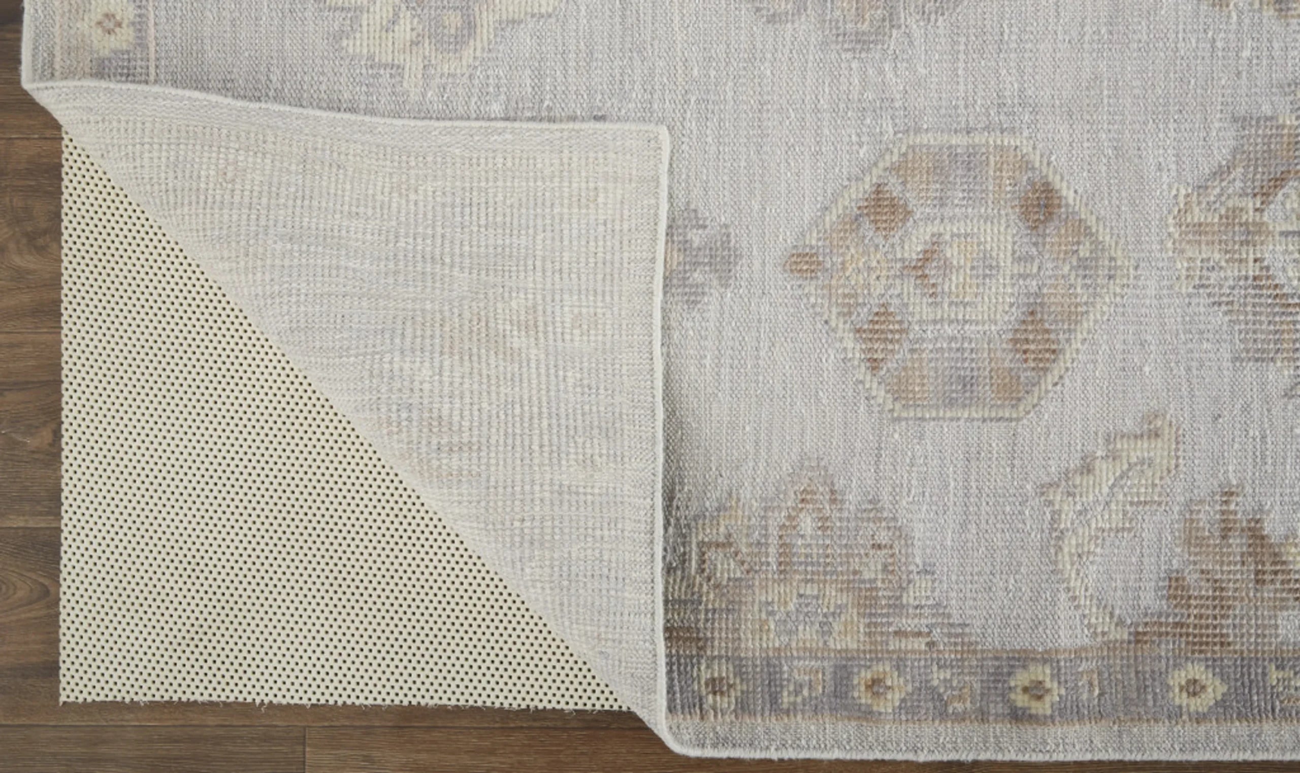 8′ X 10′ Ivory Silver And Tan Floral Hand Knotted Stain Resistant Area Rug