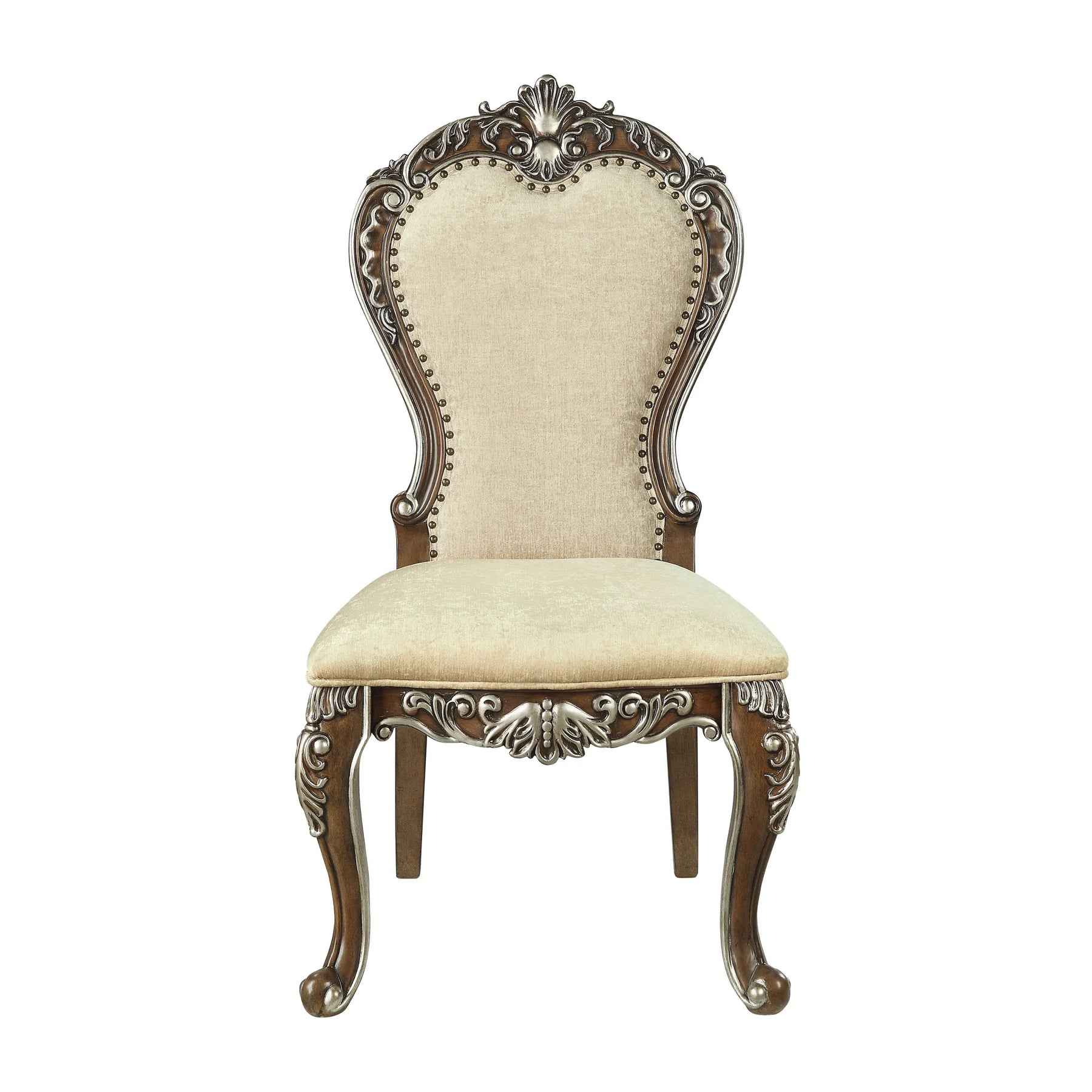 Set of Two Upholstered Chenille And Solid Wood Dining Side Chairs — view 4