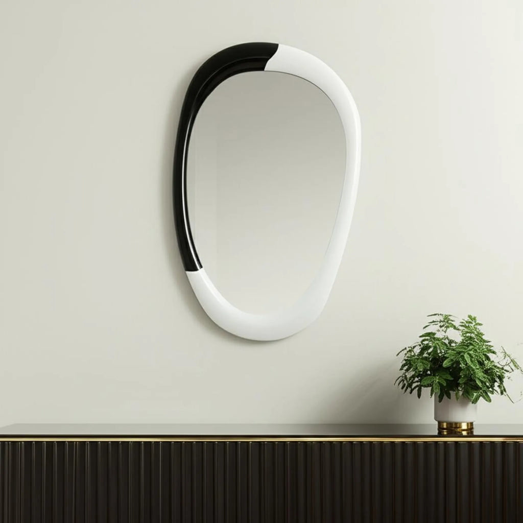 Steel Oval Geometric Framed Accent Mirror