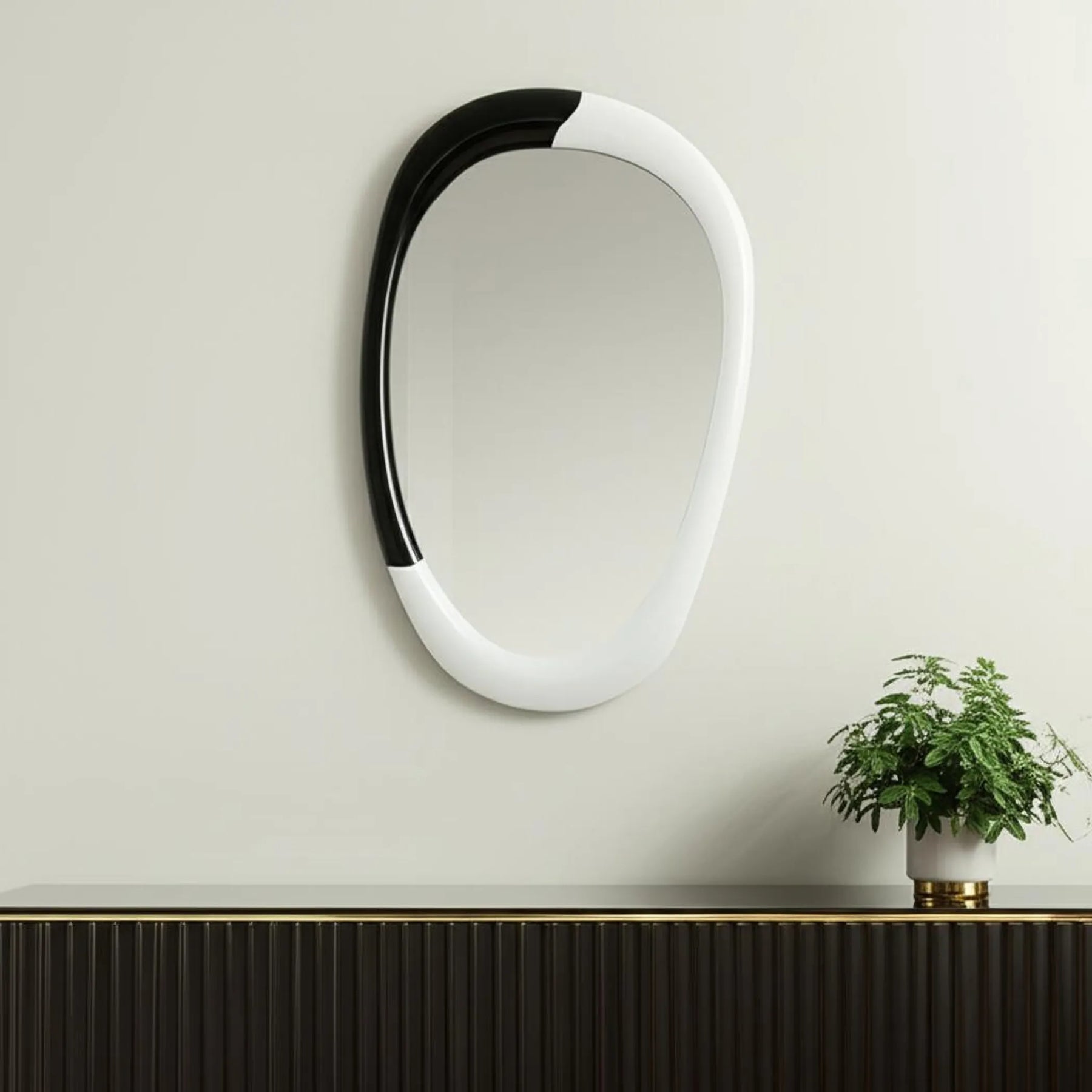 Steel Oval Geometric Framed Accent Mirror