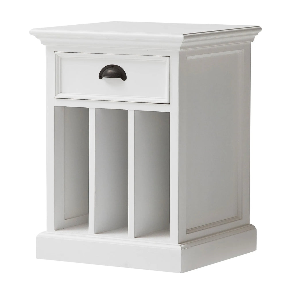 Classic White Nightstand With Dividers — view 2