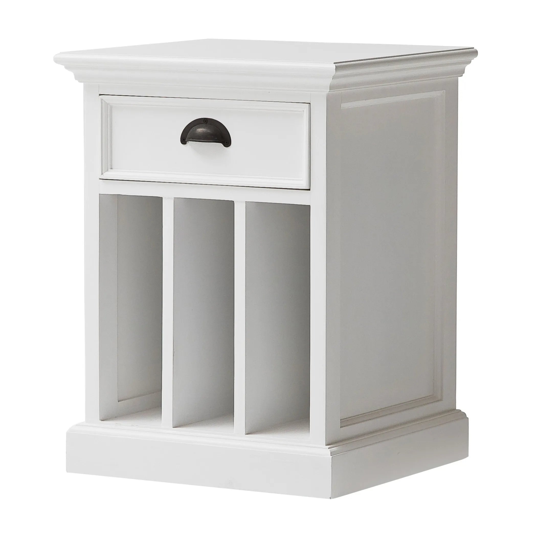 Classic White Nightstand With Dividers — view 2