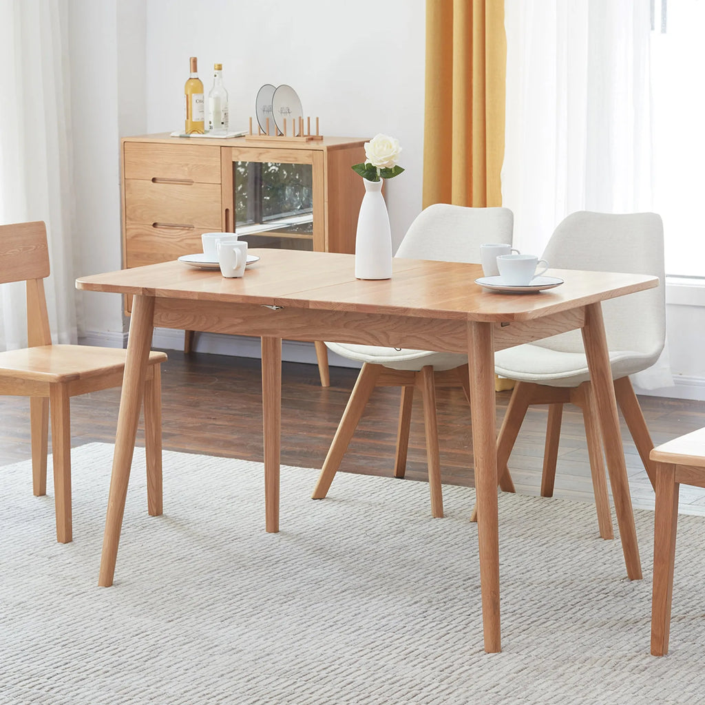 Natural Solid Oak Round Corner Dining Table — view 4