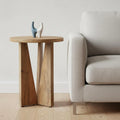 22″ Natural Distressed Solid Wood Round End Table