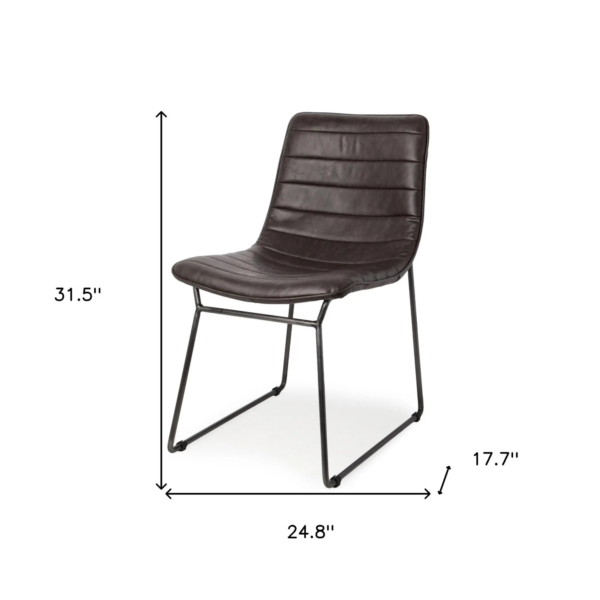 Set Of Two Black Upholstered Faux leather Side Chairs — view 4