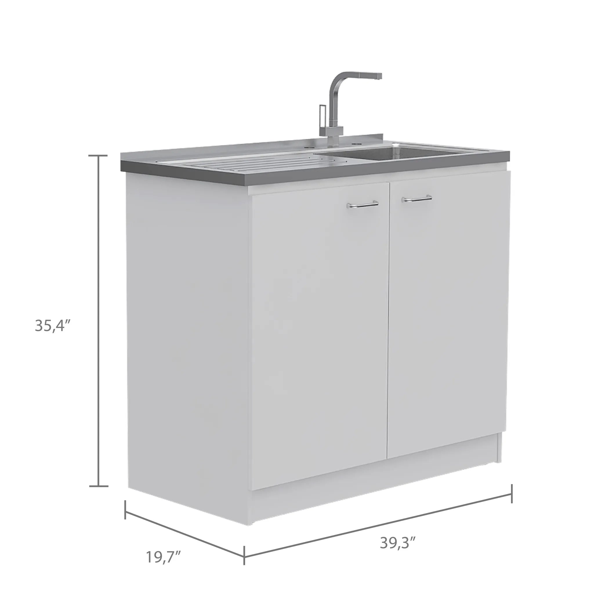 Belmont 2 Piece Kitchen Set, White Finish — view 4