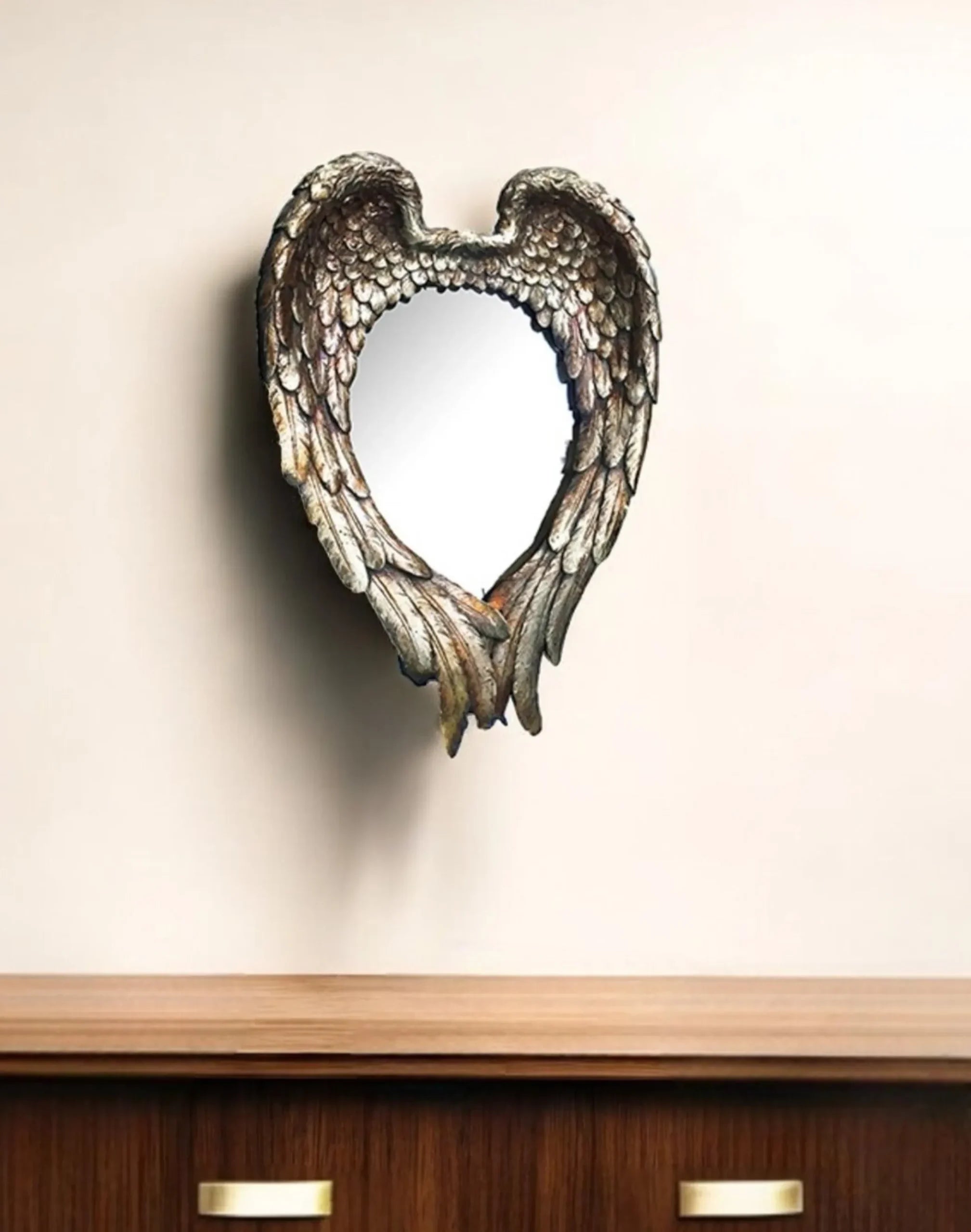 16″ Antiqued Gold Heart Resin Framed Accent Mirror — view 2