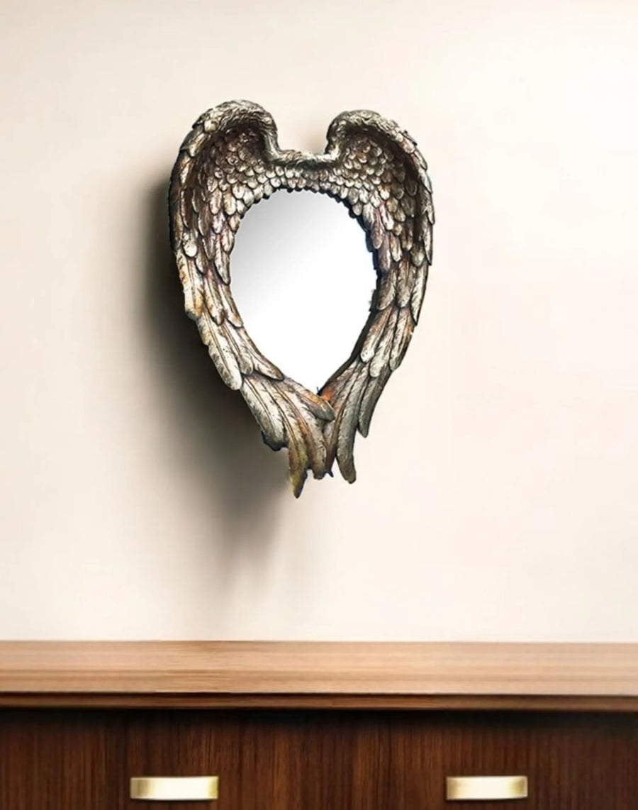 16″ Antiqued Gold Heart Resin Framed Accent Mirror — view 2