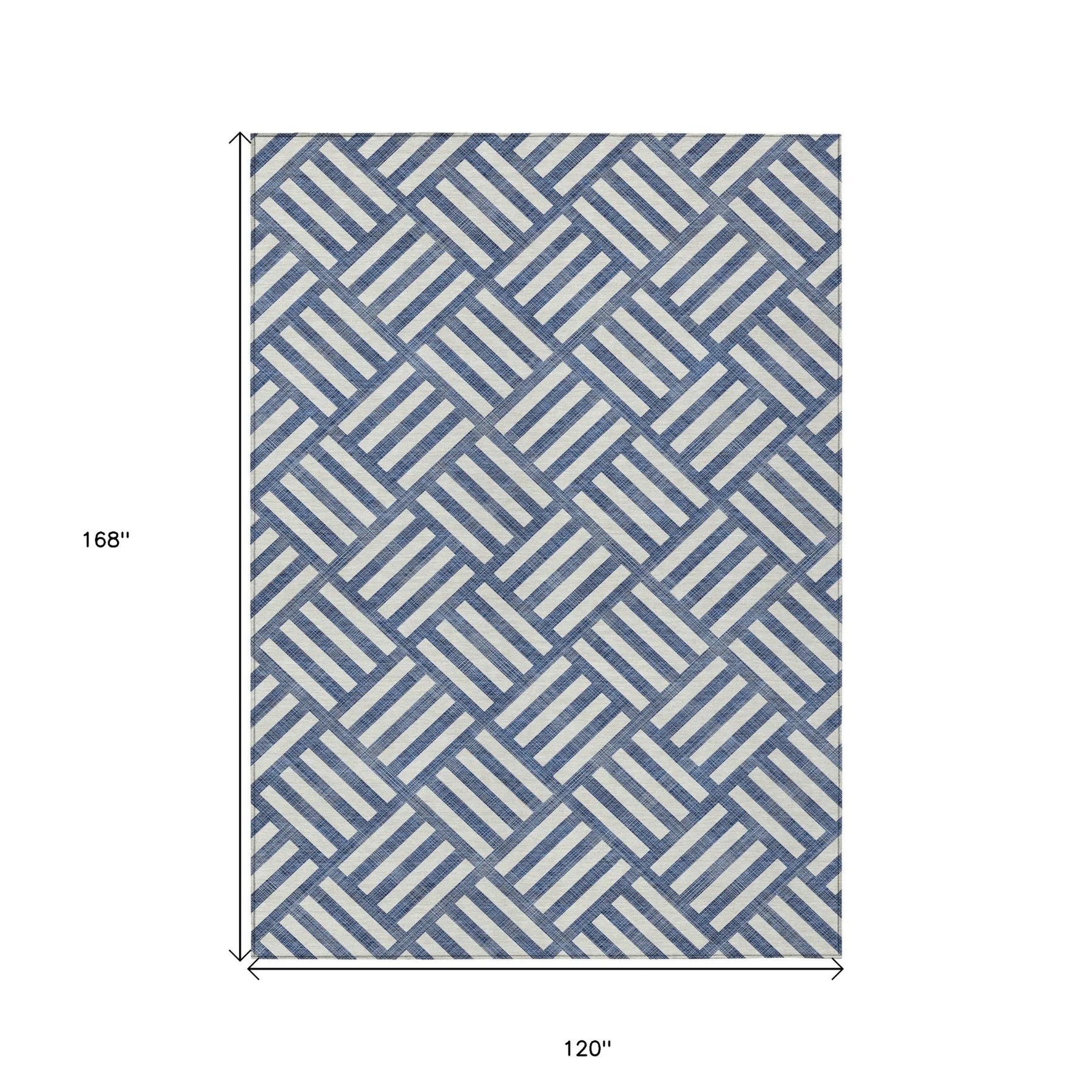 10′ X 14′ Navy Blue And Ivory Geometric Washable Indoor Outdoor Area Rug — view 3