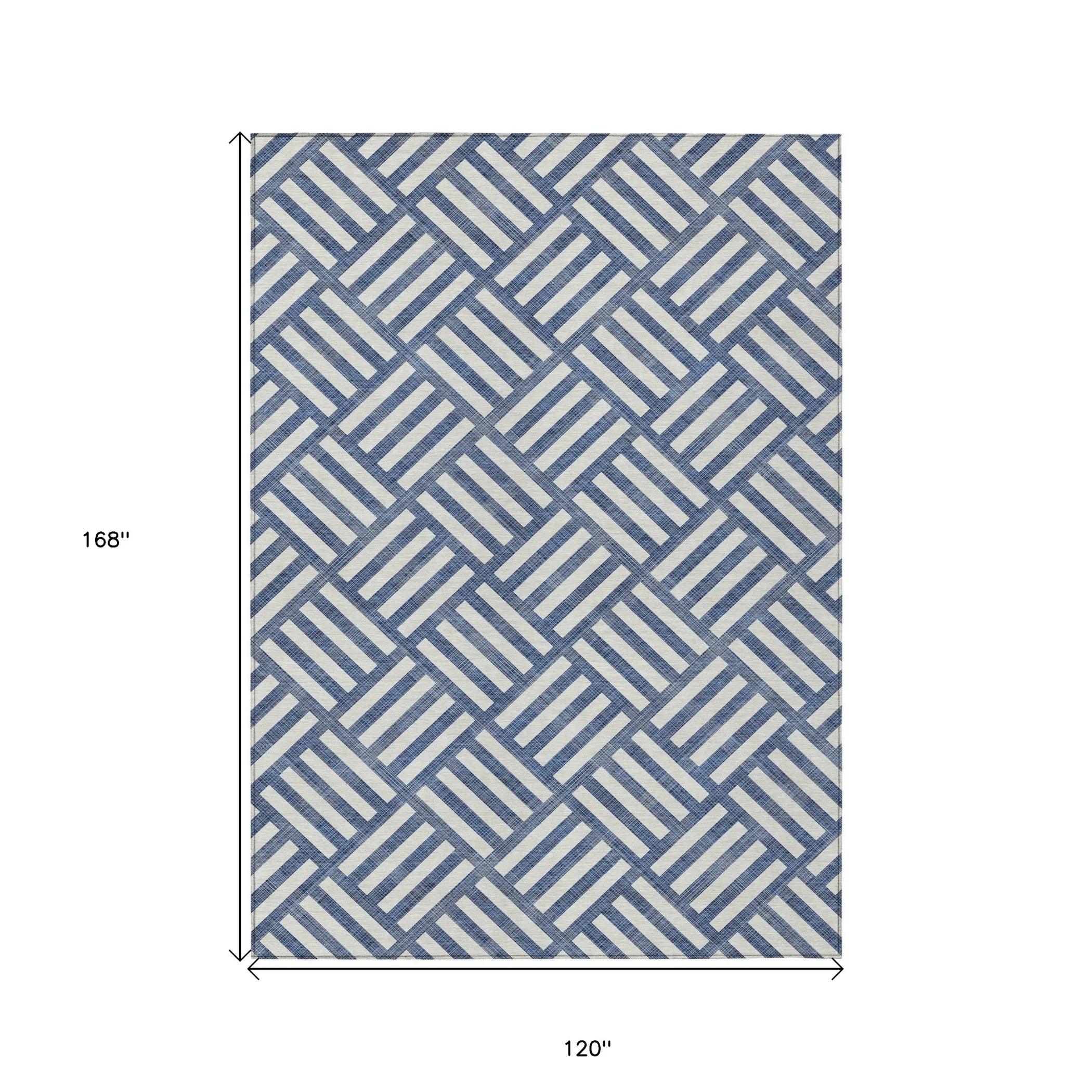 10′ X 14′ Navy Blue And Ivory Geometric Washable Indoor Outdoor Area Rug — view 3