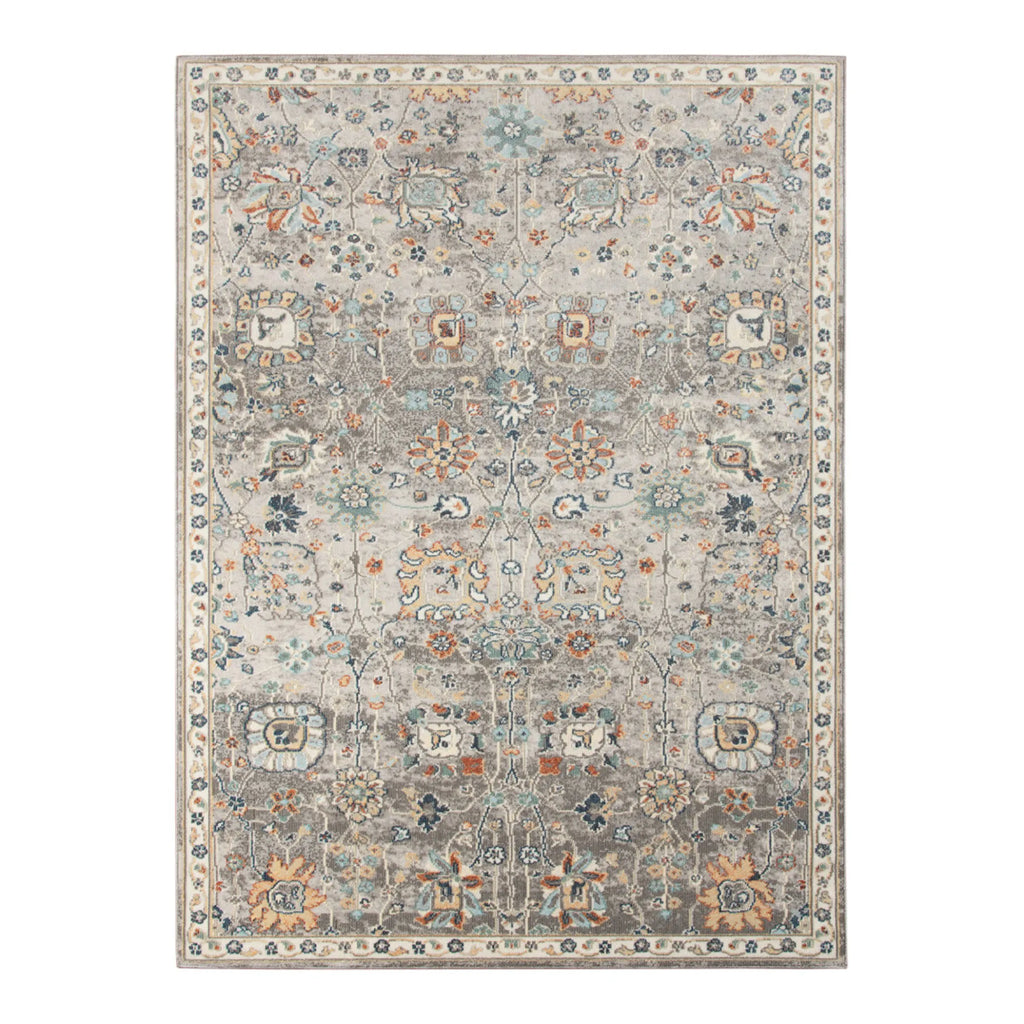 9′ X 12′ Blue and Orange Floral Stain Resistant Indoor Outdoor Area Rug — view 2