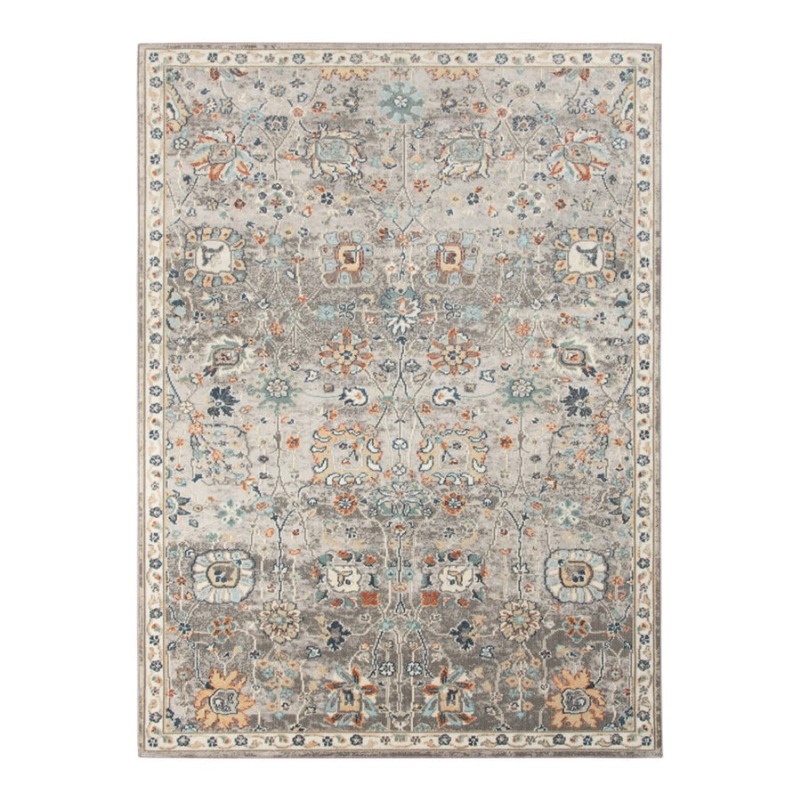 9′ X 12′ Blue and Orange Floral Stain Resistant Indoor Outdoor Area Rug — view 2