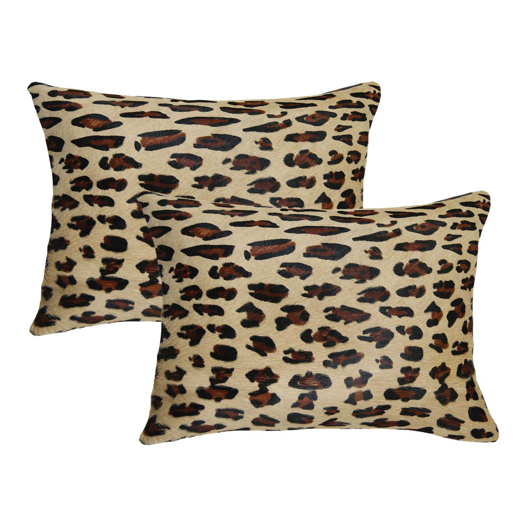 Set of Two 12″ X 20″ Brown and Black Leopard Cowhide Lumbar Throw Pillows — view 3