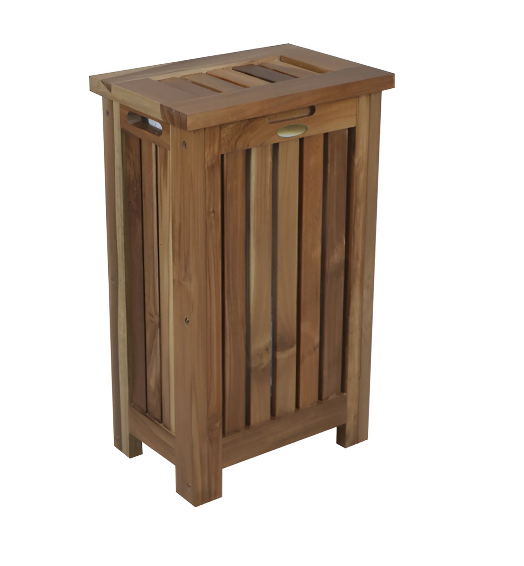 24″ Brown Solid Wood Laundry Hamper With Lid