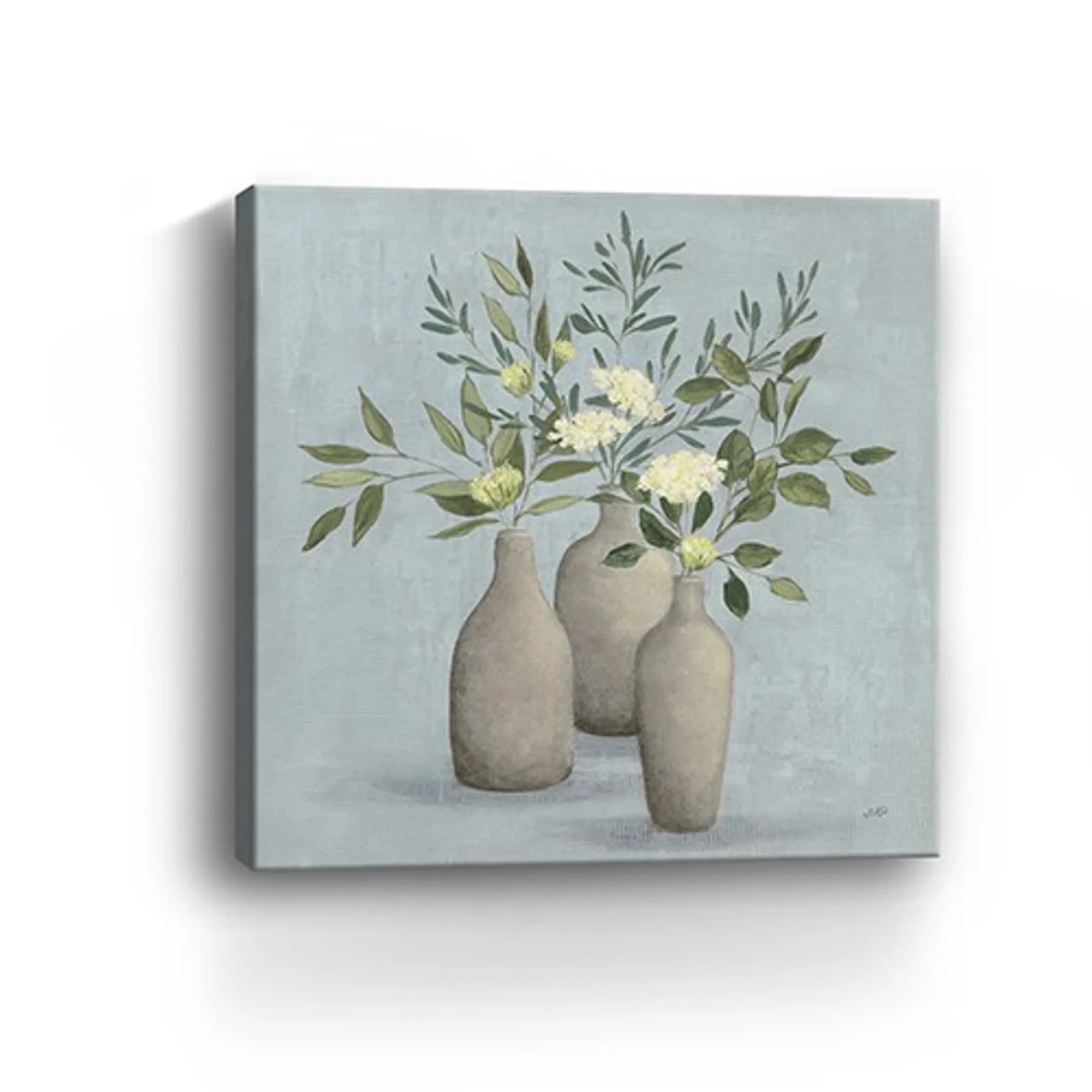 Pretty Bohemian Flowers In Ceramic Vases Unframed Print Wall Art — view 3