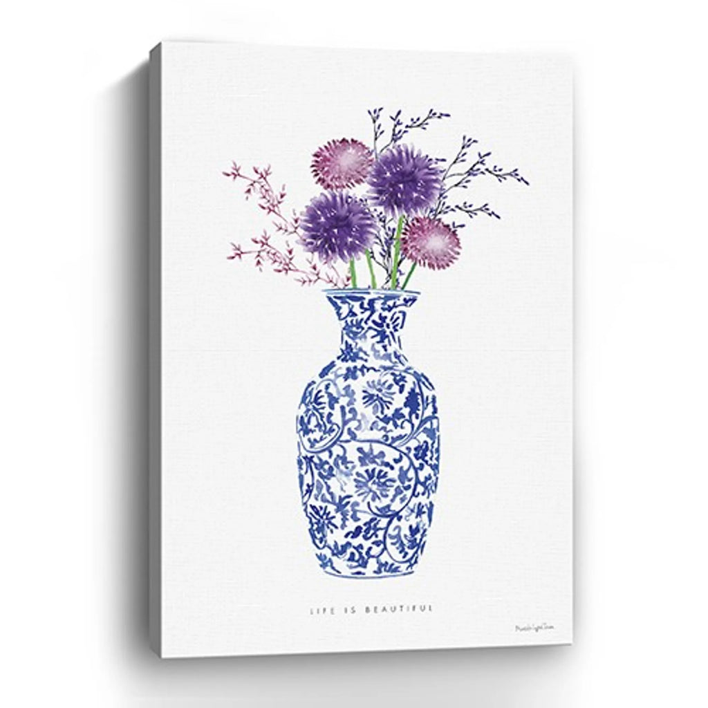 48″ x 32″ Blue and White Life Floral Vase Canvas Wall Art — view 2