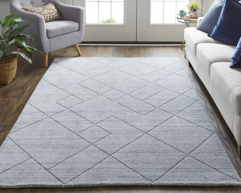 8′ X 10′ Ivory And Silver Striped Hand Woven Area Rug — view 3