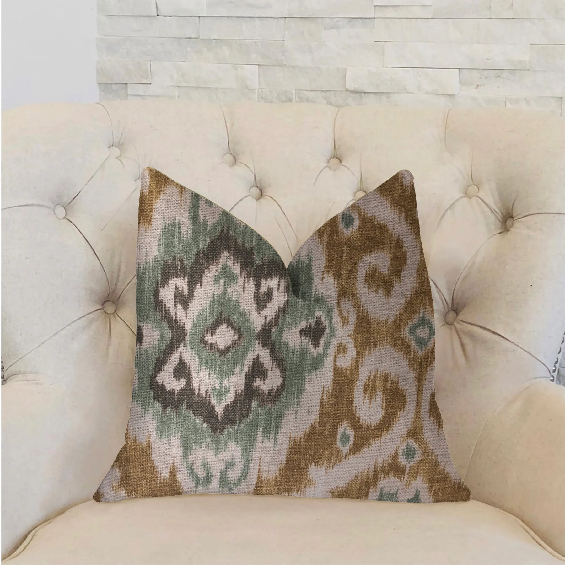 Plutus Ambrosia Yellow and Beige Luxury Throw Pillow — view 2