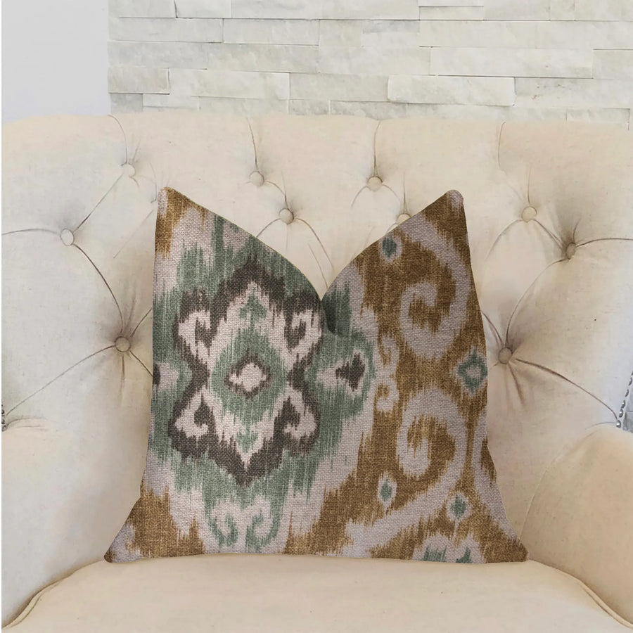 Plutus Ambrosia Yellow and Beige Luxury Throw Pillow — view 2