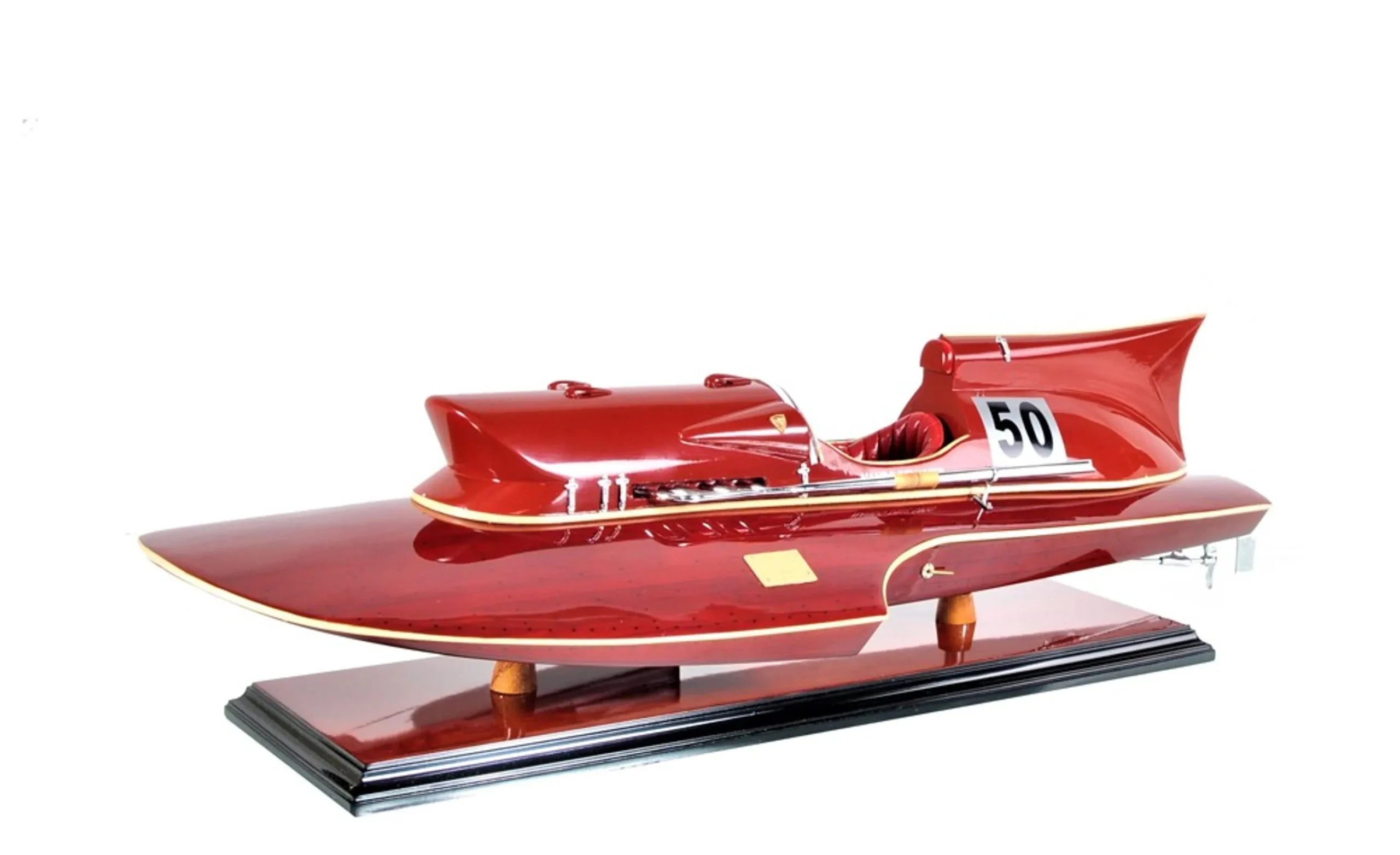 7″ Red Manufactured Wood Hand Painted Decorative Boat