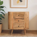 Solid Wood Oval Accent Cabinet With Three Drawers