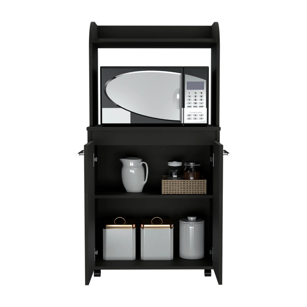 Kira Kitchen Kart, Double Door Cabinet, One Open Shelf, Two Interior Shelves — view 3