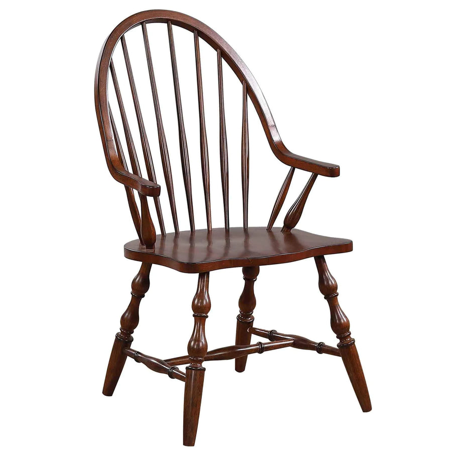 Sunset Trading Andrews Windsor Spindleback Dining Chair with Arms | Fully Assembled Kitchen Armchair| Modern Farmhouse Minim…