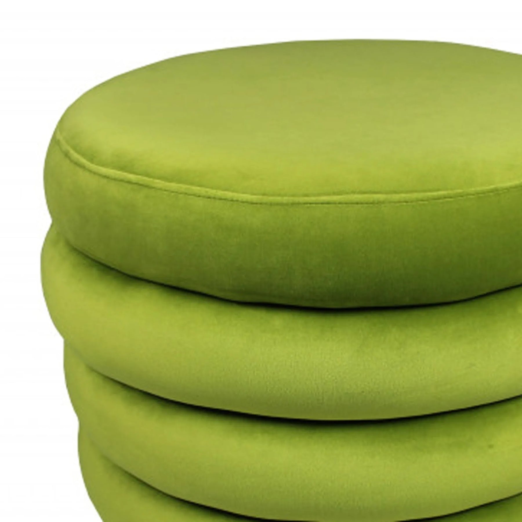 21″ Green Velvet Tufted Round Cocktail Ottoman — view 4