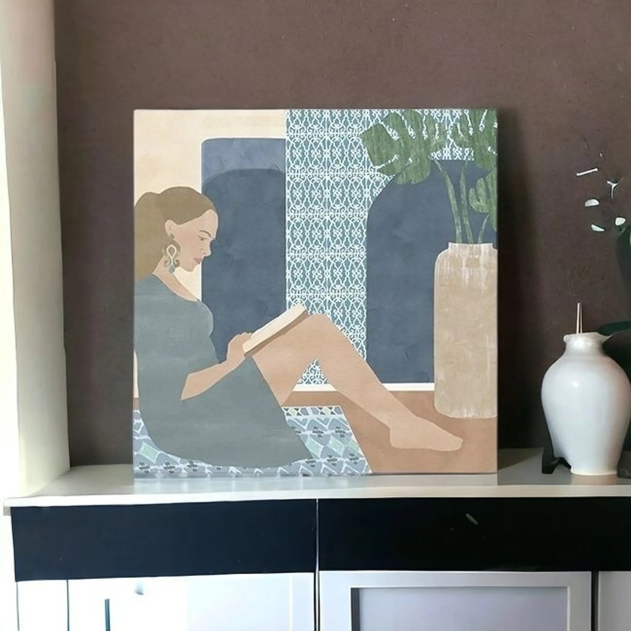 Bohemian Book Lady Unframed Print Wall Art — view 4