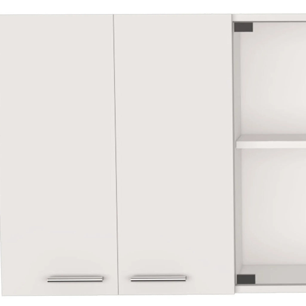 59″ White Wood Wall Mounted China Cabinet With Six Doors — view 4