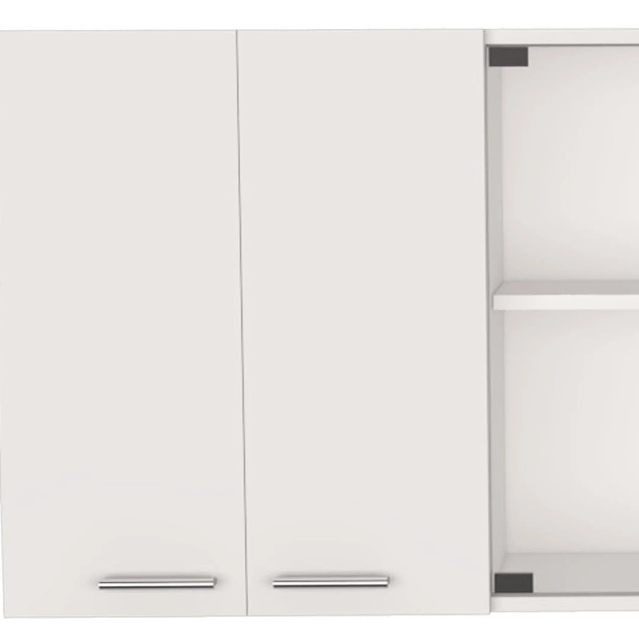 59″ White Wood Wall Mounted China Cabinet With Six Doors — view 4