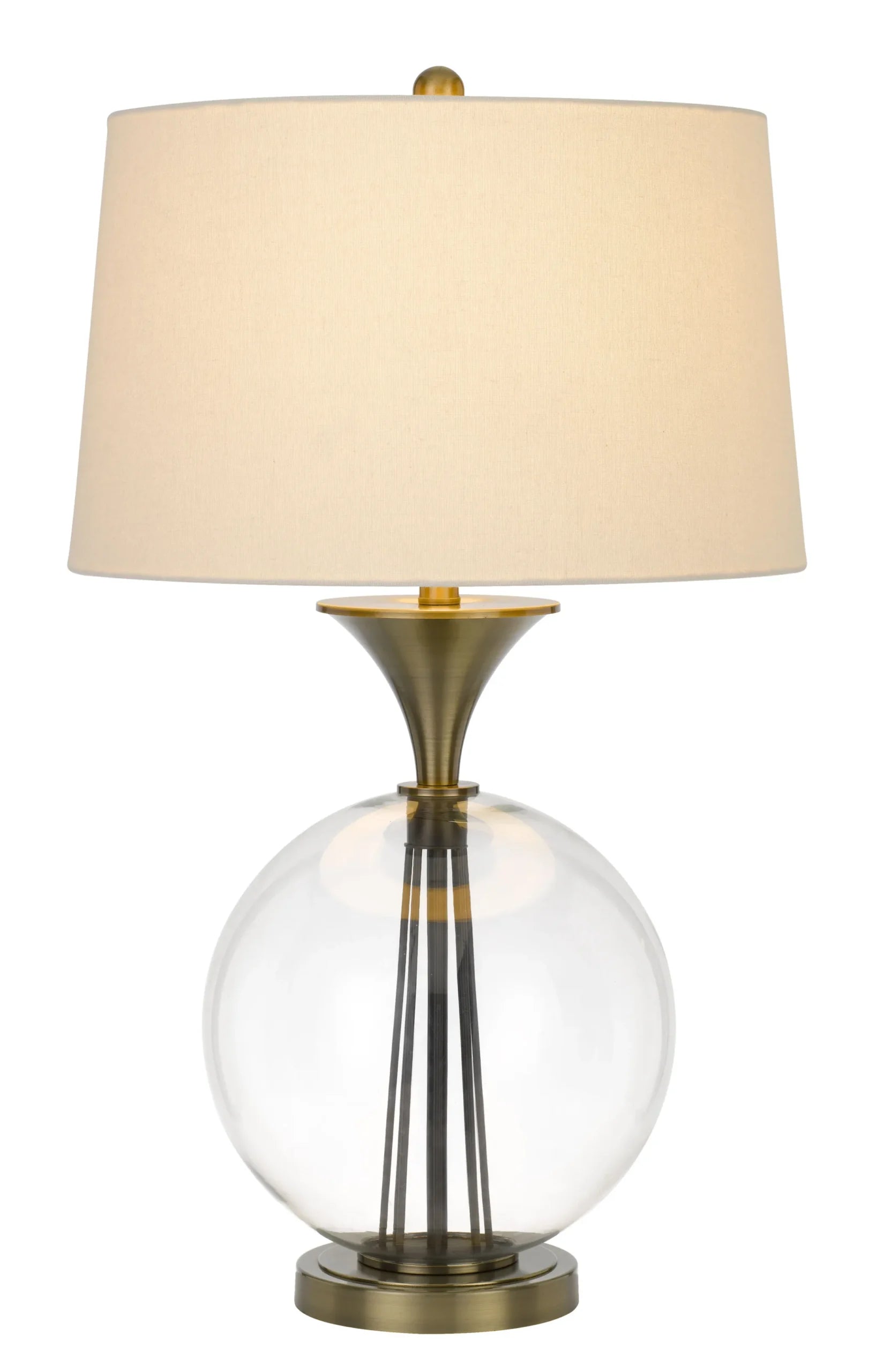 31″ Bronze Metal Globe Table Lamp With White Empire Shade — view 3