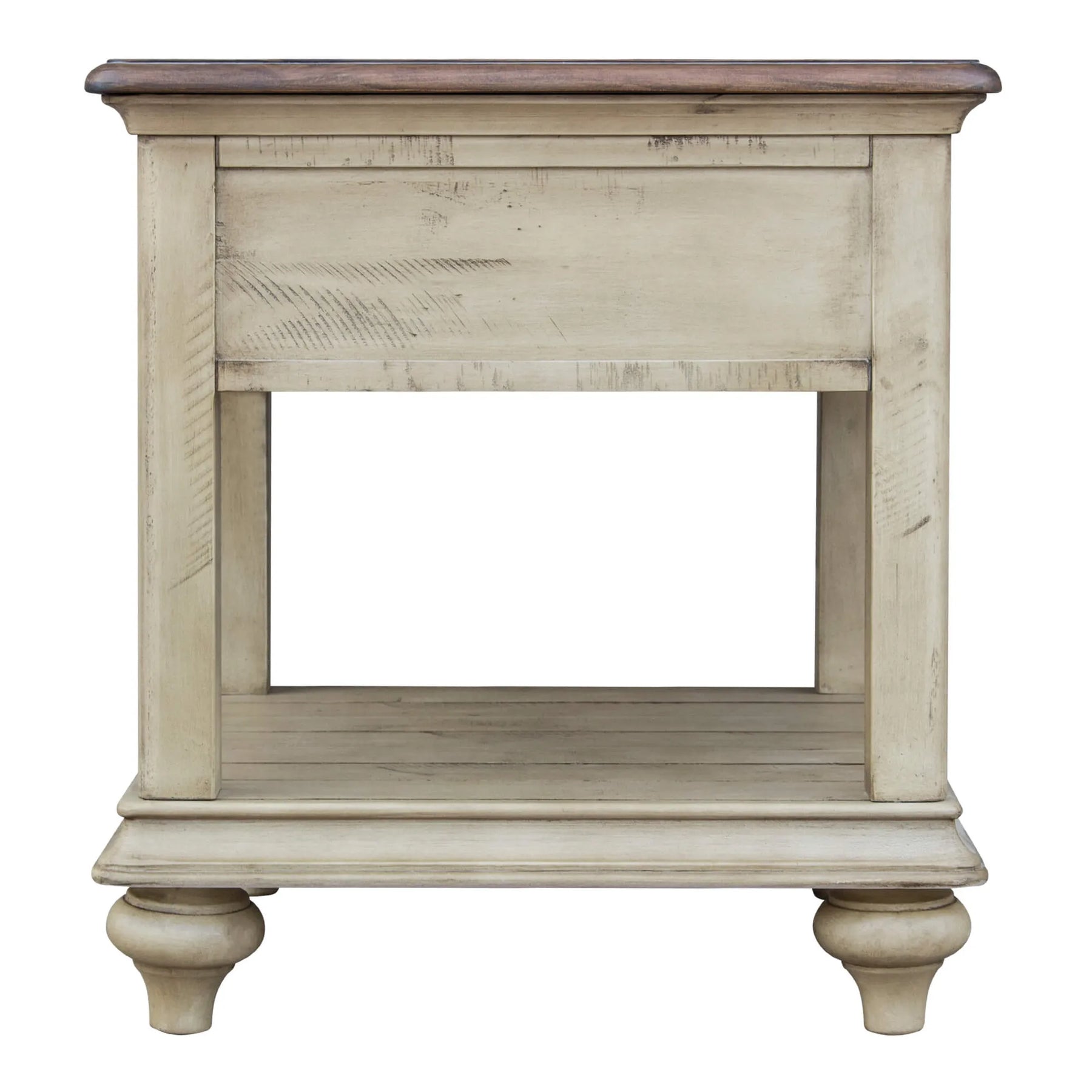 Sunset Trading Shades of Sand End Table | Drawer Shelf | Fully Assembled | Cream/Walnut Brown Solid Wood — view 4