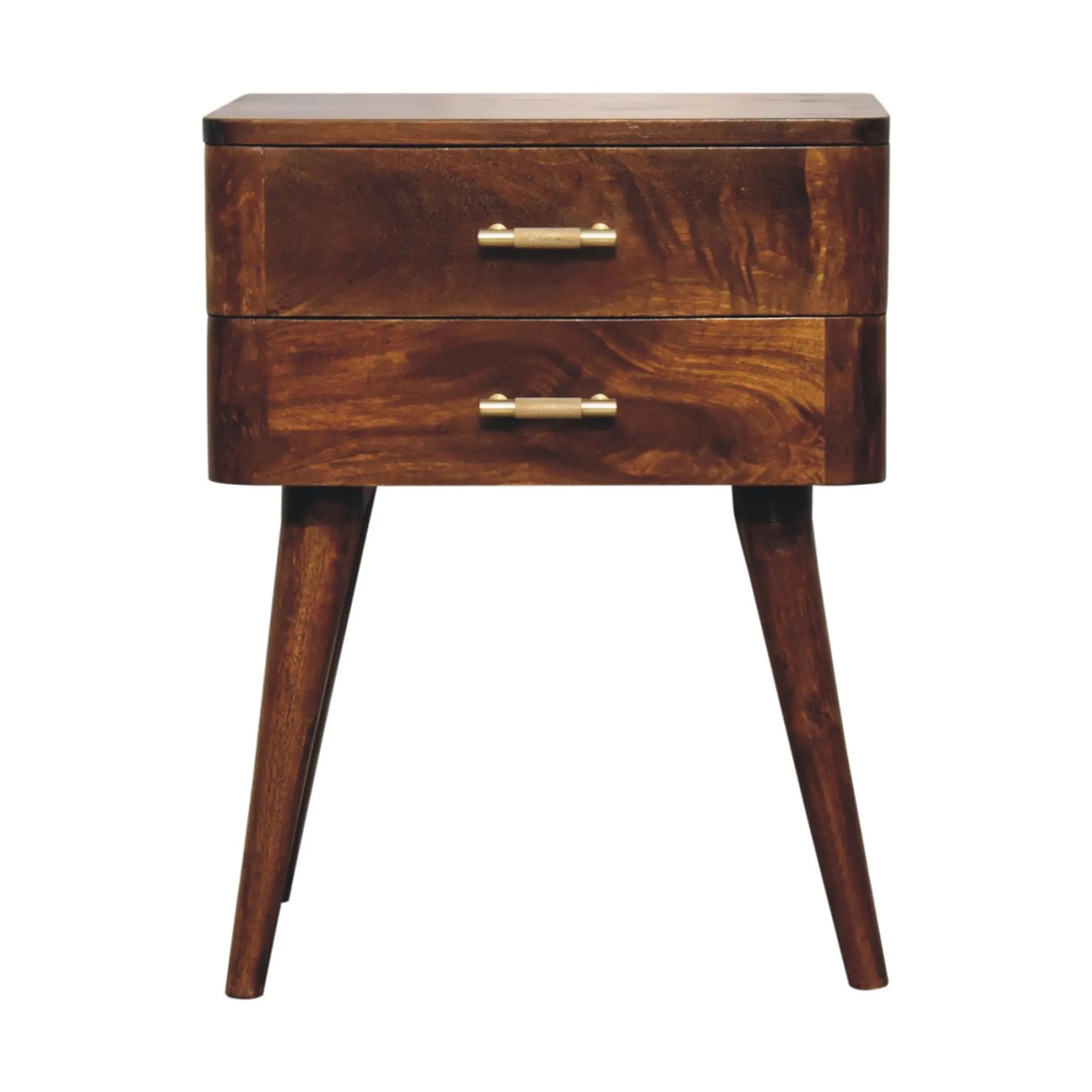 Solid Wood Two Drawer Nightstand